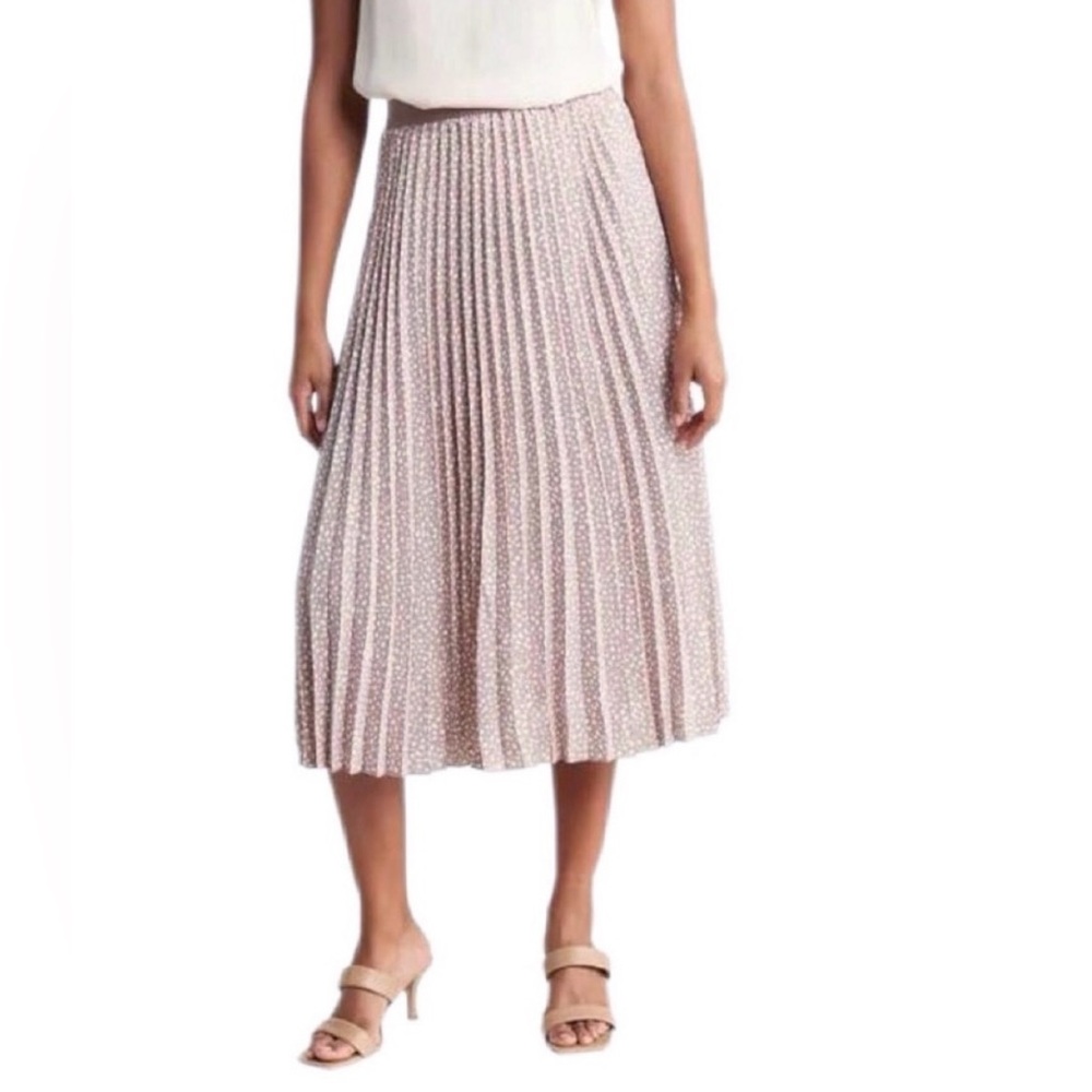 VINCE CAMUTO Pleated Midi Skirt in Tan & White Animal Print Size XXL NWT